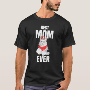 Süße Angora-Katze mit Rentier-Kostüm Beste Mutter T-Shirt