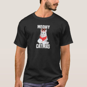 Süße Angora-Katze mit Rentier-Kostüm Meowy Catmas T-Shirt