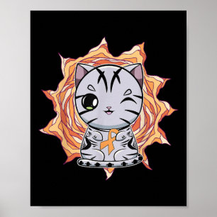 Süße Anime-Amerikanisch Kurzhaar-Katze Leukämie-Be Poster