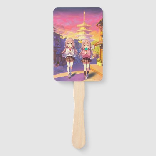 Süße Anime-Eiscreme-Mädchen Fächer (Vorderseite)
