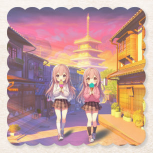 Süße Anime-Eiscreme-Mädchen Untersetzer