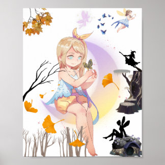 Süße Anime-Fee Prinzessin Wandkunst Poster