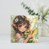 Süße Anime-Fee und Chibi-Drache (Stehend Vorderseite)