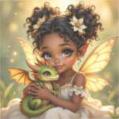 Süße Anime-Fee und Chibi-Drache Aufkleber (Vorderseite)