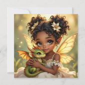 Süße Anime-Fee und Chibi-Drache Karte (Vorderseite)