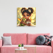 Süße Anime-Fee und Chibi-Drache Leinwanddruck (Insitu (Wohnzimmer))