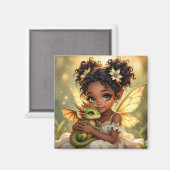 Süße Anime-Fee und Chibi-Drache Magnet (Vorderseite/Rückseite)
