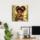 Süße Anime-Fee und Chibi-Drache Poster (Heimbüro)