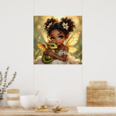 Süße Anime-Fee und Chibi-Drache Poster (Küche)