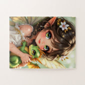 Süße Anime-Fee und Chibi-Drache  Puzzle (Horizontal)