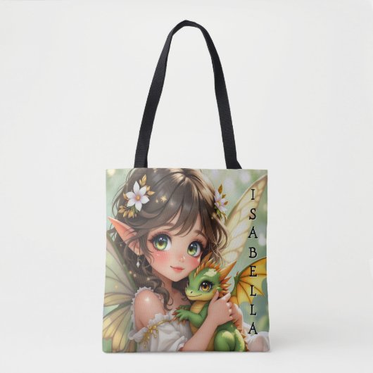 Süße Anime-Fee und Chibi-Drache Tasche (Vorderseite)