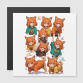 Süße Anime-Fuchs-Mädchen Magneteinladung (Vorne/Hinten)