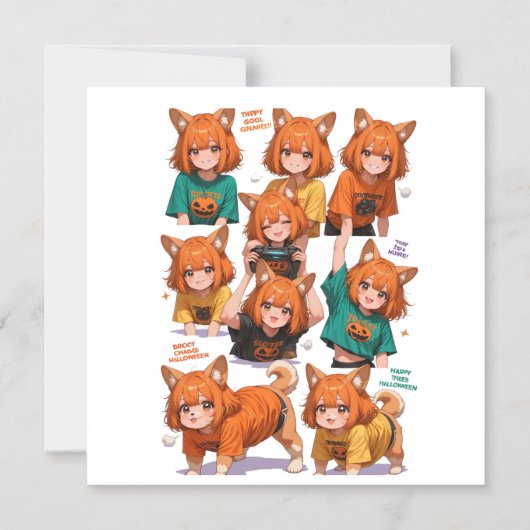 Süße Anime-Fuchs-Mädchen Magneteinladung (Vorderseite)