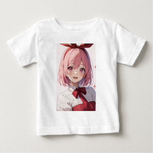Süße Anime-Girl-Illustration mit rosa Haaren Baby T-shirt
