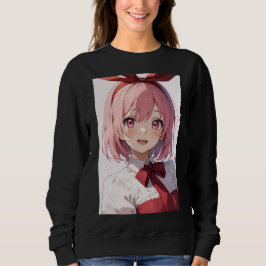 Süße Anime-Girl-Illustration mit rosa Haaren Sweatshirt