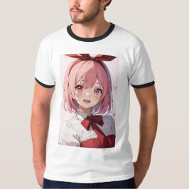 Süße Anime-Girl-Illustration mit rosa Haaren T-Shirt