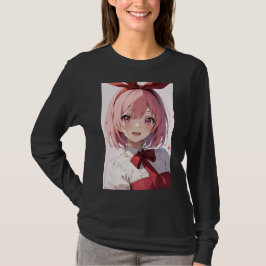 Süße Anime-Girl-Illustration mit rosa Haaren T-Shirt