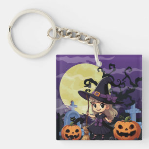 Süße Anime-Halloween-Hexe Schlüsselanhänger