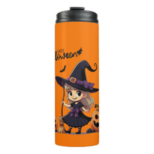 Süße Anime-Halloweenhexe Thermosbecher