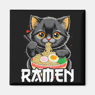 Süße Anime-Katze Ramen Japanisch Lustig Grafik Magnet