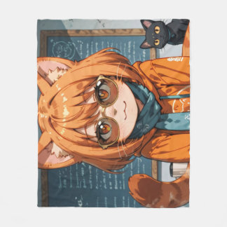 Süße Anime-Katzen-Girl Fleecedecke