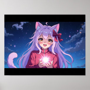 Süße Anime-Katzengirl Poster