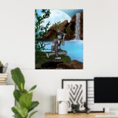 Süsse Anime Kitten Wasserfälle Moon 3 Poster (Heimbüro)