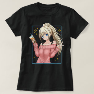 Süße Anime-Mädchen-Bubble-Tea-Kunst T-Shirt