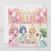Süße Anime-Mädchen-Eiscreme-Geburtstagsfeier Einladung (Vorderseite)