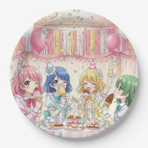 Süße Anime-Mädchen-Eiscreme-Geburtstagsfeier Pappteller