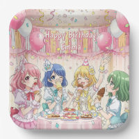 Süße Anime-Mädchen-Eiscreme-Geburtstagsfeier
