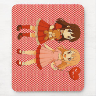 Süße Anime-Mädchen Valentinstag Mousepad
