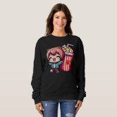 Süße Anime mit Popcorn und Stroh-Schweißpullover Sweatshirt (Vorne ganz)