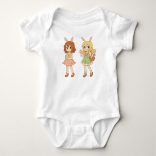 Süße Anime-Osterhasen-Mädchen Baby Strampler
