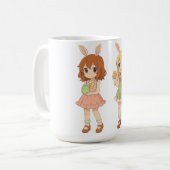 Süße Anime-Osterhasen-Mädchen Kaffeetasse (Vorderseite Links)