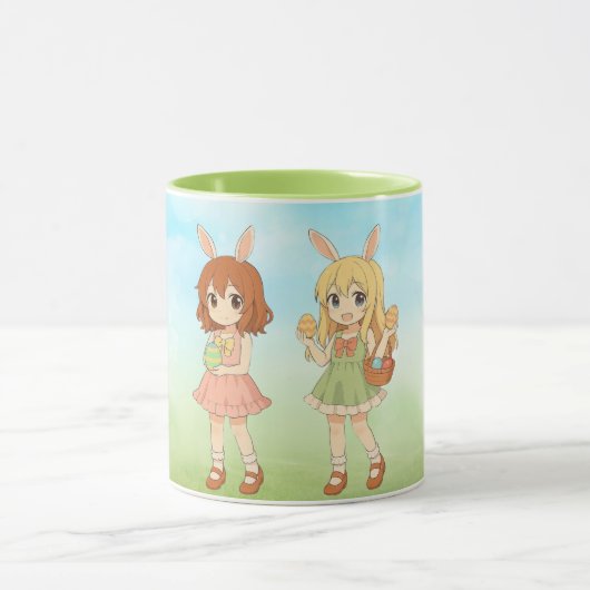 Süße Anime-Osterhasen-Mädchen Tasse (Zentrum)
