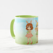 Süße Anime-Osterhasen-Mädchen Tasse (Vorderseite Links)
