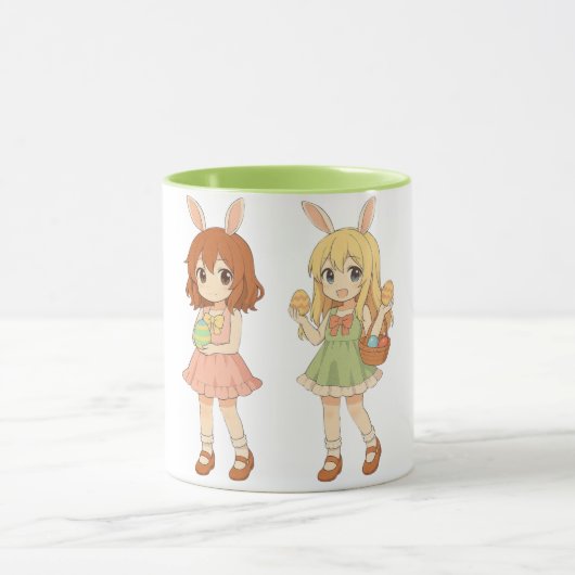 Süße Anime-Osterhasen-Mädchen Tasse (Zentrum)