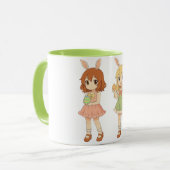 Süße Anime-Osterhasen-Mädchen Tasse (Vorderseite Links)