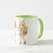 Süße Anime-Osterhasen-Mädchen Tasse (VorderseiteRechts)