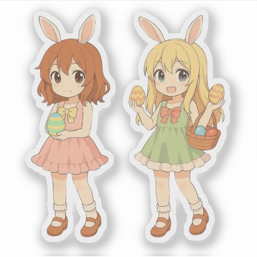 Süße Anime-Osterhasenmädchen Aufkleber (Vorderseite)
