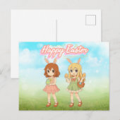 Süße Anime-Osterhasenmädchen Postkarte (Vorne/Hinten)