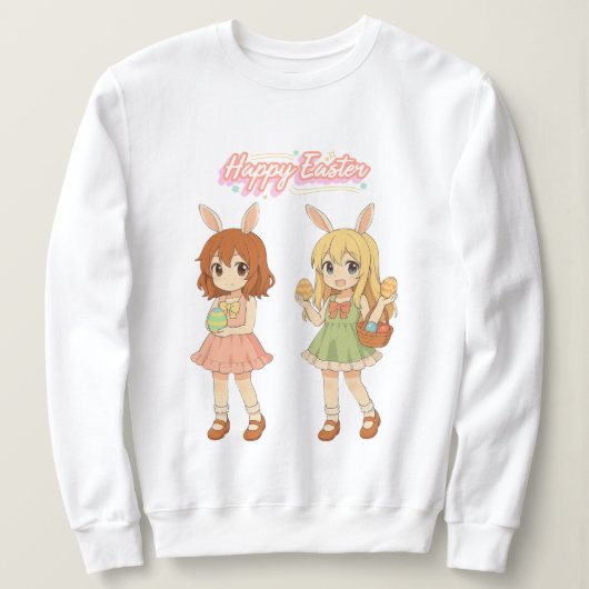 Süße Anime-Osterhasenmädchen Sweatshirt (Design vorne)