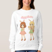 Süße Anime-Osterhasenmädchen Sweatshirt (Vorderseite)