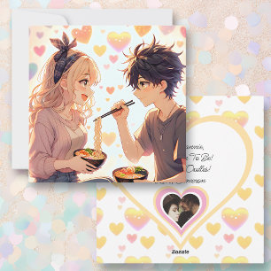 Süße Anime-Ramen-Nudel-Wortspiel-Valentinstag-Foto Feiertagskarte