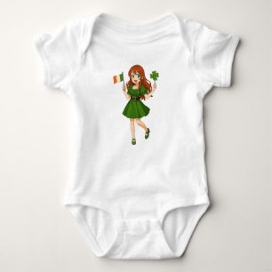Süße Anime-Rothaarige am St. Patrick's Day Baby Strampler