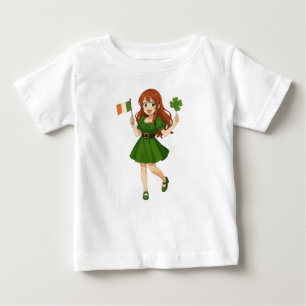 Süße Anime-Rothaarige am St. Patrick's Day Baby T-shirt