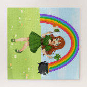 Süße Anime-Rothaarige am St. Patrick's Day Puzzle (Horizontal)