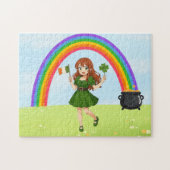 Süße Anime-Rothaarige am St. Patrick's Day Puzzle (Horizontal)