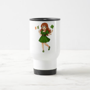 Süße Anime-Rothaarige am St. Patrick's Day Reisebecher